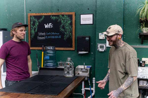 Shop talk at the coffee counter, shot on ICON